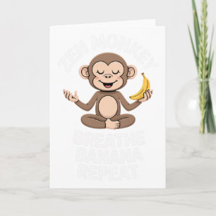 Zen Monkey Atme Nana Wiederhole Lustige Yoga Medit Karte