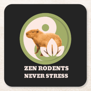 Zen-Nagetiere Stressen Nie Capybara Humor Rechteckiger Pappuntersetzer