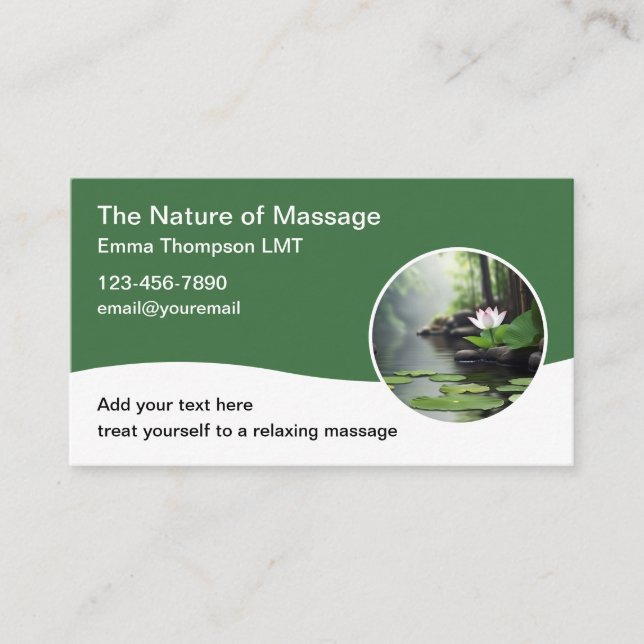 Zen Nature Thème Massage Thème Carte de visite (Devant)