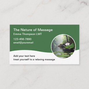 Zen Nature Theme Massage Therapist Business Cards Visitenkarte