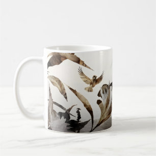 Zen Nebelberg Vögel Minimalistische Natur Kaffeetasse