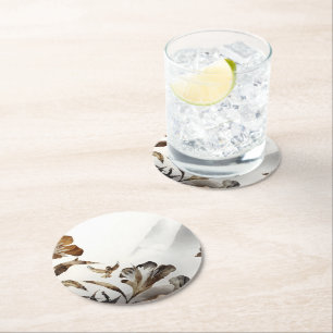 Zen Nebelberg Vögel Minimalistische Natur Runder Pappuntersetzer