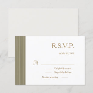 Zen Olivgold Weißer Streifen Hochzeit RSVP Einladung