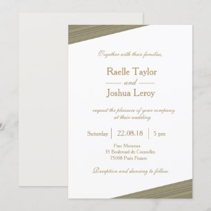 Zen Olivgold Weißgrau subtile Streifen Hochzeit Einladung