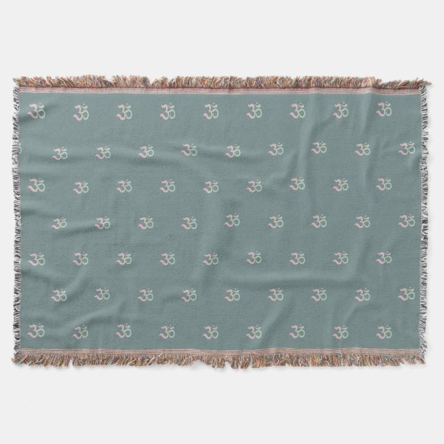 Zen Om Muster Zen pastellfarben türkis grün Decke (Vorderseite)