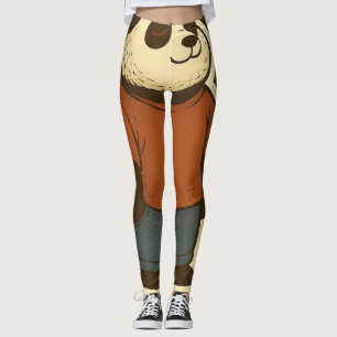 Zen Panda Aufkleber – Entspannter Cartoon-Bär in l Leggings