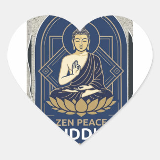 Zen Peace Buddha Heart Shape Sticker