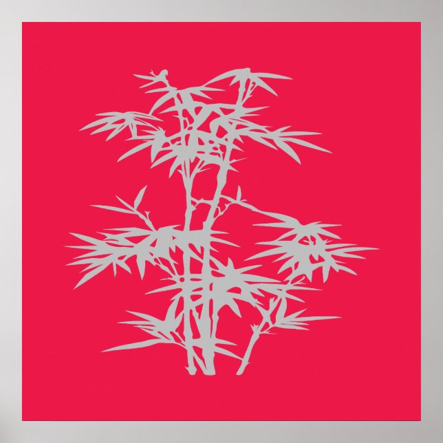 Zen Pink asiatisch-japanischer Bambus Poster (Vorne)