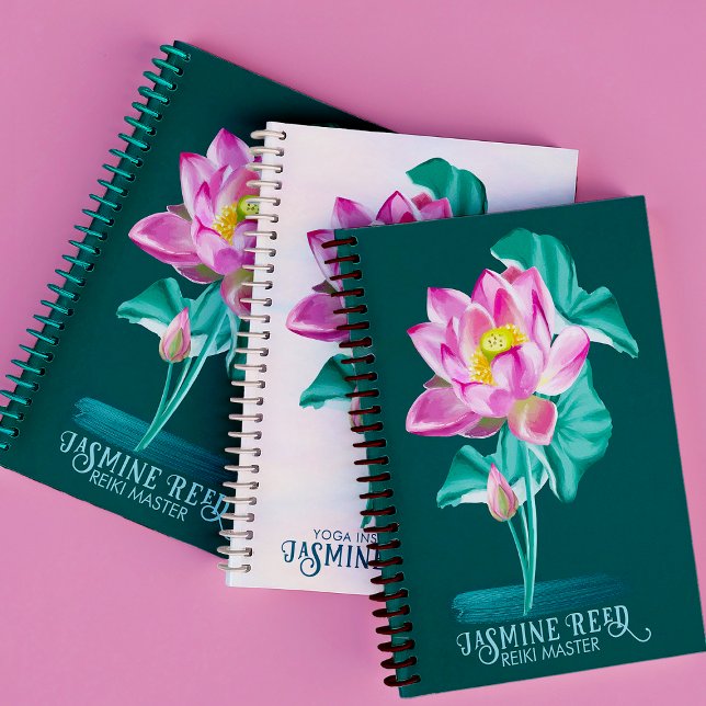 Zen Pink Lotus Blume | Reiki Masters and Healers Notizblock (Reiki Master Gift Idea! Beautiful hand painted lotus flower notebook!)