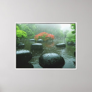 Zen Rain Garden mit lebhaftem Ahorn Leinwanddruck