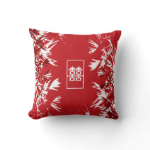 Zen Red Bamboo Verlasse Modernes Chic Double Happy