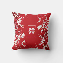 Zen Red Bamboo Verlasse Modernes Chic Double Happy Kissen