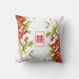 Zen Red Jade Bamboo Verlasse modernes doppeltes Gl Kissen