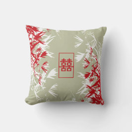 Zen Red Moss Bamboo Verlasse modernes doppeltes Gl Kissen