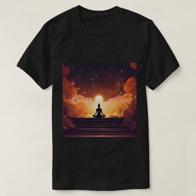 Zen-Reflektionen: Buddha Meditation Kontur sammeln T-Shirt (Design vorne)