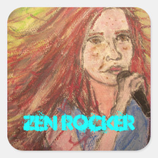 Zen Rocker Girl Quadratischer Aufkleber