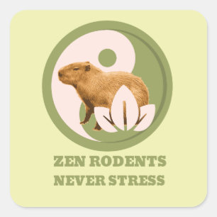 Zen Rodents stress Capybara Quadratischer Aufkleber