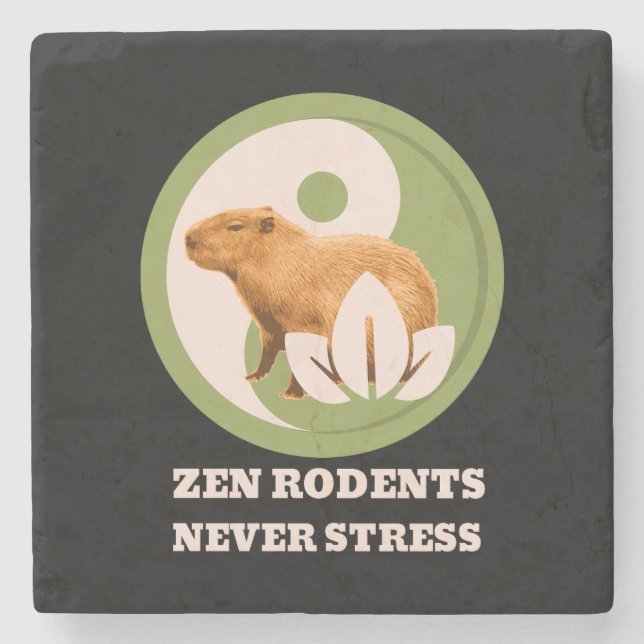 Zen Rodents stress Capybara Steinuntersetzer (Vorderseite)