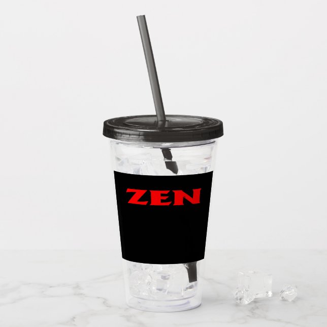 Zen roter schwarzer Acryltumbler Acryltrinkbecher (Vorderseite Ice)
