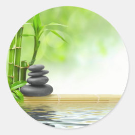 Zen Ruhe Wassergarten durch heilende Liebe Runder Aufkleber