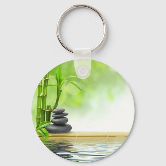 Zen Ruhe Wassergarten durch heilende Liebe Schlüsselanhänger (Vorderseite)