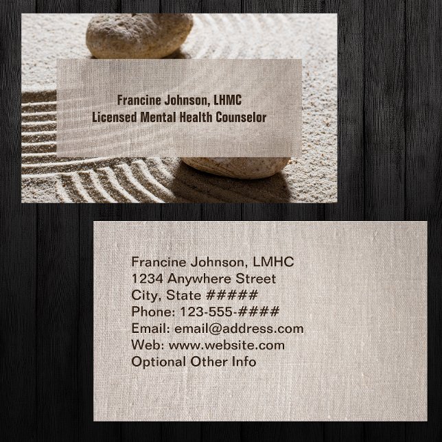 Zen Sand Labrynth und Stones mit Imitaten Linen Visitenkarte (Von Creator hochgeladen)