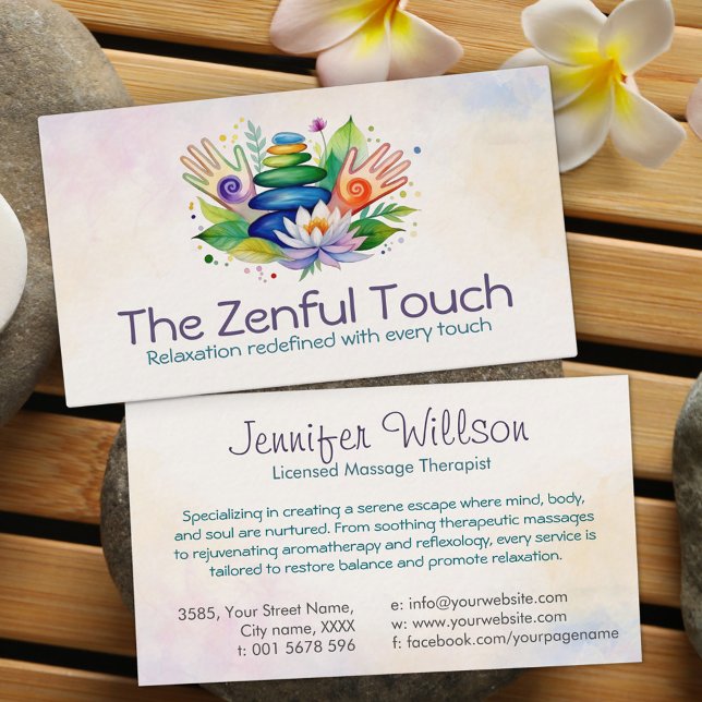 Zen Serenity Wellness-Center Watercolor Art Visitenkarte (Von Creator hochgeladen)