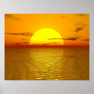 Zen Sonnenuntergang Orange Gelber Ozean Liebe Frie Poster
