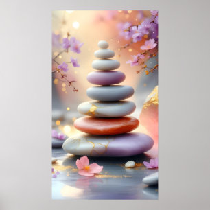 Zen Spirituelle Steine Balance Blumenkunst Poster