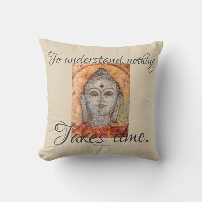Zen-Sprichwort-Buddha-Aquarell-Kunst-Kissen Kissen (Vorderseite)
