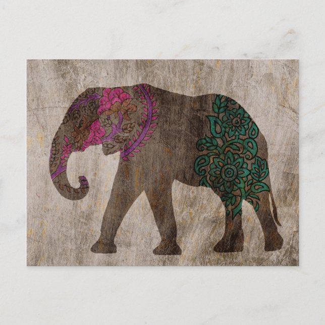 Zen-Stamm-asiatischer Elefant Postkarte (Vorderseite)