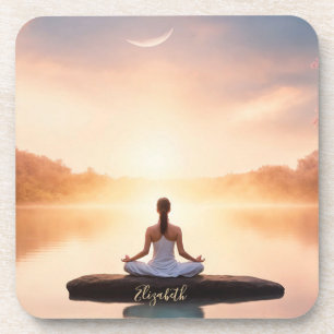 Zen-Stein-Meditationsmädchen Getränkeuntersetzer