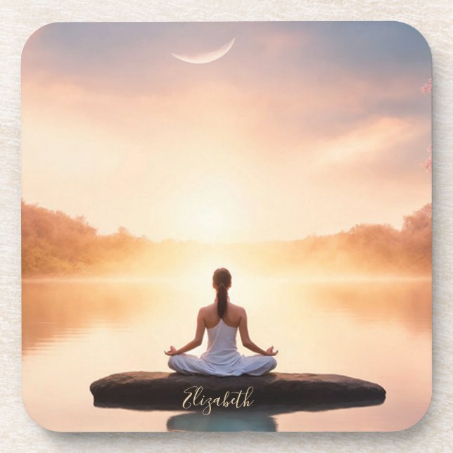 Zen-Stein-Meditationsmädchen Getränkeuntersetzer (Vorderseite)