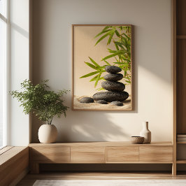 Zen-Stein-Stack - Minimale Japandi-Wandkunst Poster