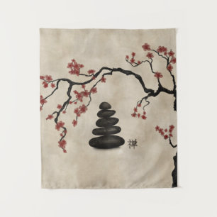 Zen Steine Sakura Baum Wandteppich