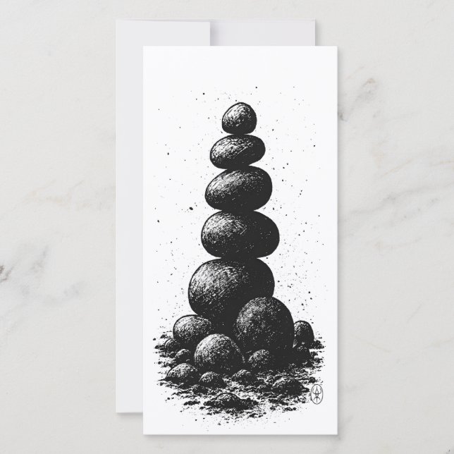 Zen Stone Cairn – Minimalist Ritual Invitation (Devant)