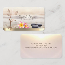 Zen Stones, Blume, Rose Gold Tree Frauen Silhouett Visitenkarte