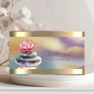 Zen Stones Lotus Gold Streifen Farbenfrohe Yoga Visitenkarte