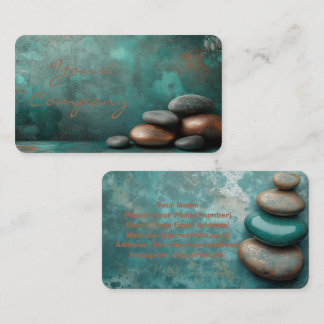 Zen Stones Spa Wellness Turquoise copper Visitenkarte