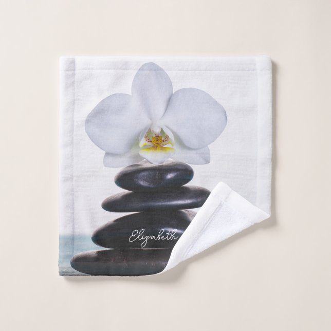 Zen stones White Orchid Badhandtuch Set (Waschlappen)