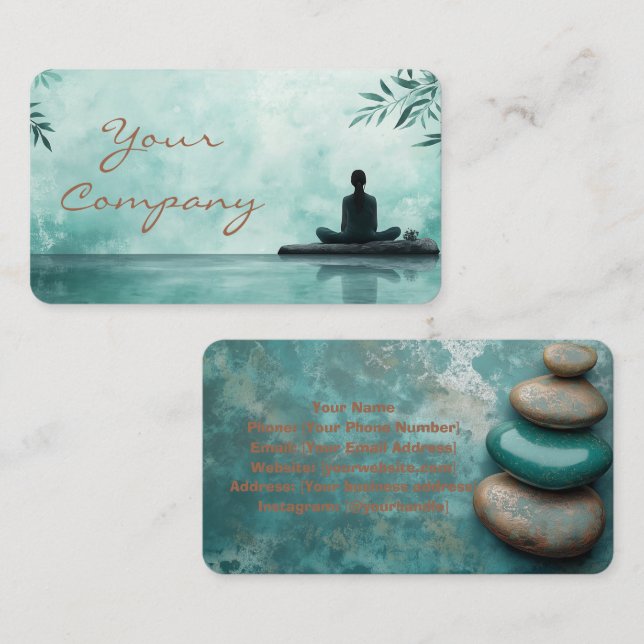Zen Stones Yoga Fitness Turquoise copper Visitenkarte (Vorne/Hinten)