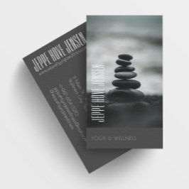 Zen Stones Yoga & Wellness Black and White Busine Visitenkarte