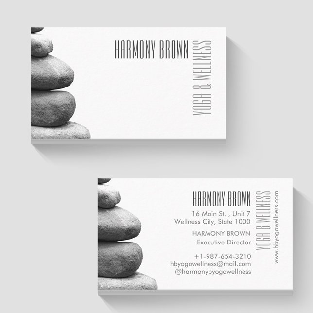 Zen Stones Yoga & Wellness White Business Card Visitenkarte (Von Creator hochgeladen)