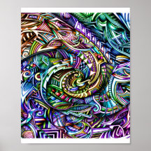 Zen Swirl — Regenbogen-Farbenstrudel-Kunstposter