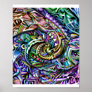 Zen Swirl — Regenbogen-Farbenstrudel-Kunstposter Poster