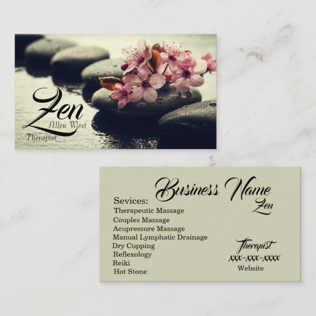 Zen Therapy Business Card Visitenkarte (Vorne/Hinten)