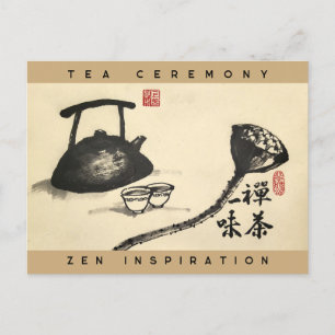 "Zen und Tee haben einen Geschmack" Zen-Kalligraph Postkarte