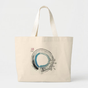Zen-Verehrung, Enso [Blaues, Schwarzes, silberne Jumbo Stoffbeutel