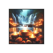 Zen Waterfall Night Landscape 