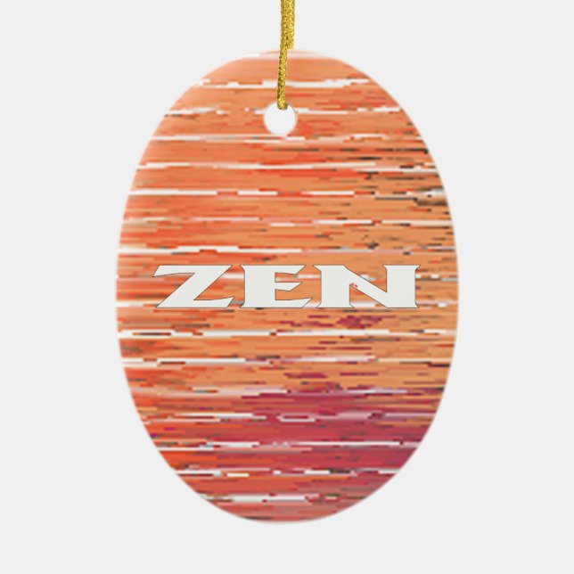 Zen-Weißröten-Oval-Keramik Keramik Ornament (Vorne)